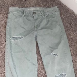 Light green stetchy skinny jeans from American Eagle.